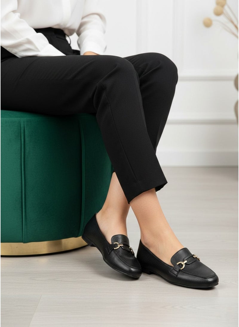 LIFESTYLISH Ballareina Flat Leather With Acceroies BN-510 - Black - Image 1